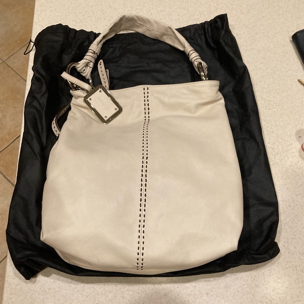 B Makowski Cream leather and Pastel green